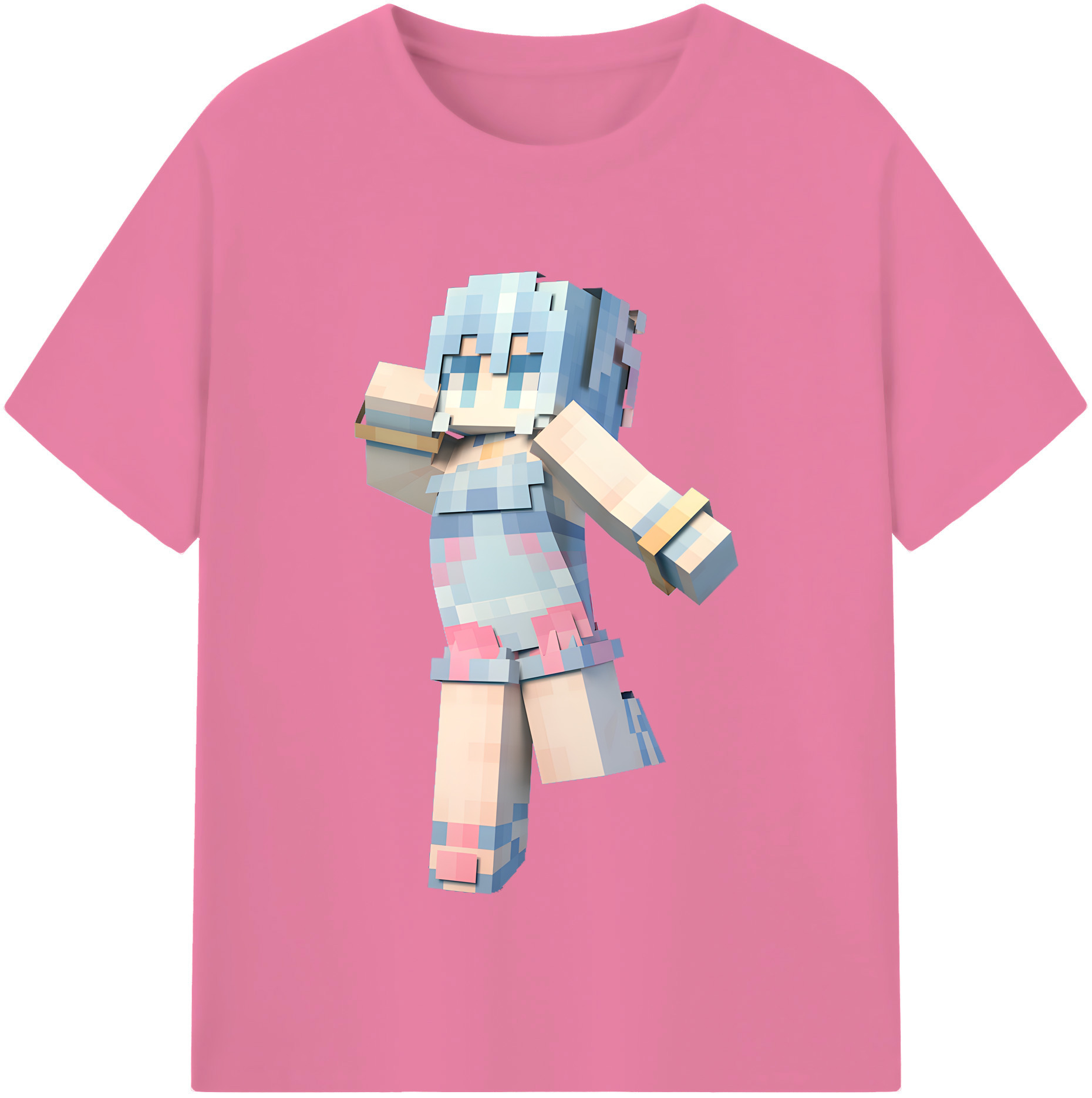 （画像用） マインクラフト ブロックの世界 Minecraft MC Block world 綿100％半袖Tシャツ（フロントプリント）